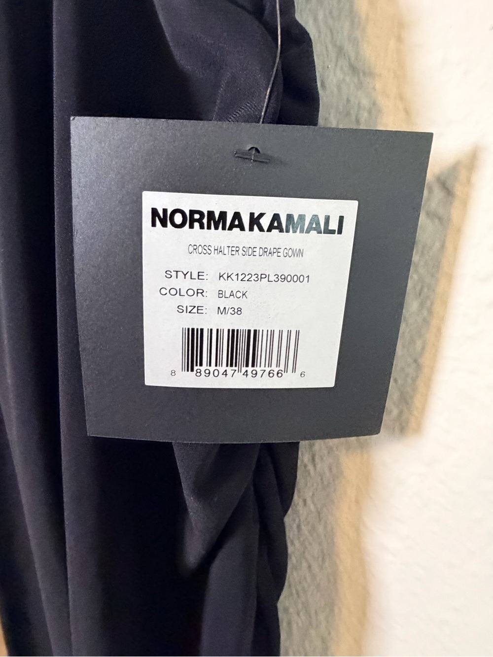 NWT Norma Kamali Cross Halter Side Drape Gown Black L - Picture 2 of 8